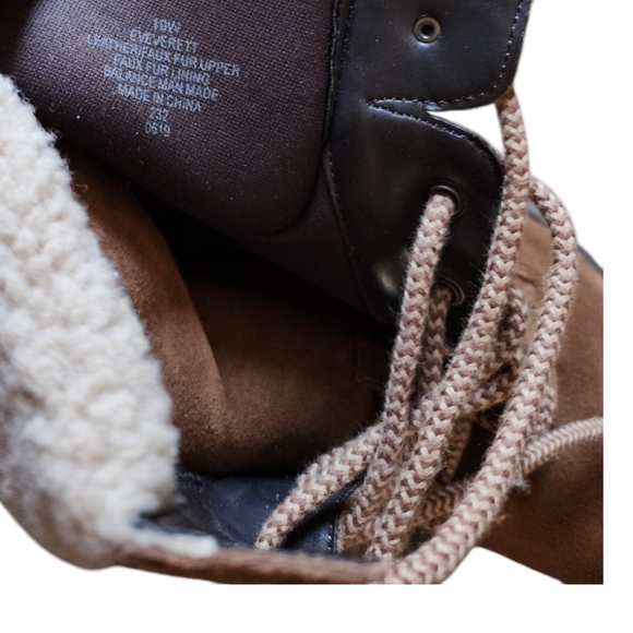 Evolve by Easy Spirit Everett Suede Faux Fur Ankle Wedge Boots in Brown Size 10W - Picture 7 of 7